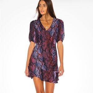 Parker Women's Soliana Multicolor snake skin Silk short sleeve mini dress 10